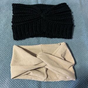 Knit Twist Headband - Black and silver